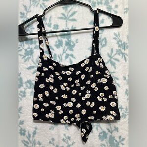 Hollister XS Sunflower Tie In Back Crop Top